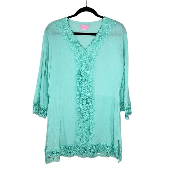 Isaac Mizrahi New York Daisy Crochet Lace Cover Up Tunic size Small - Picture 13 of 13